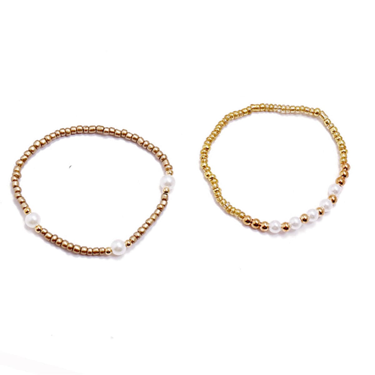 Pearl & 18K Gold-Plated Star Beaded Bracelet Set
