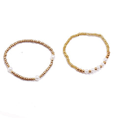 Pearl & 18K Gold-Plated Star Beaded Bracelet Set