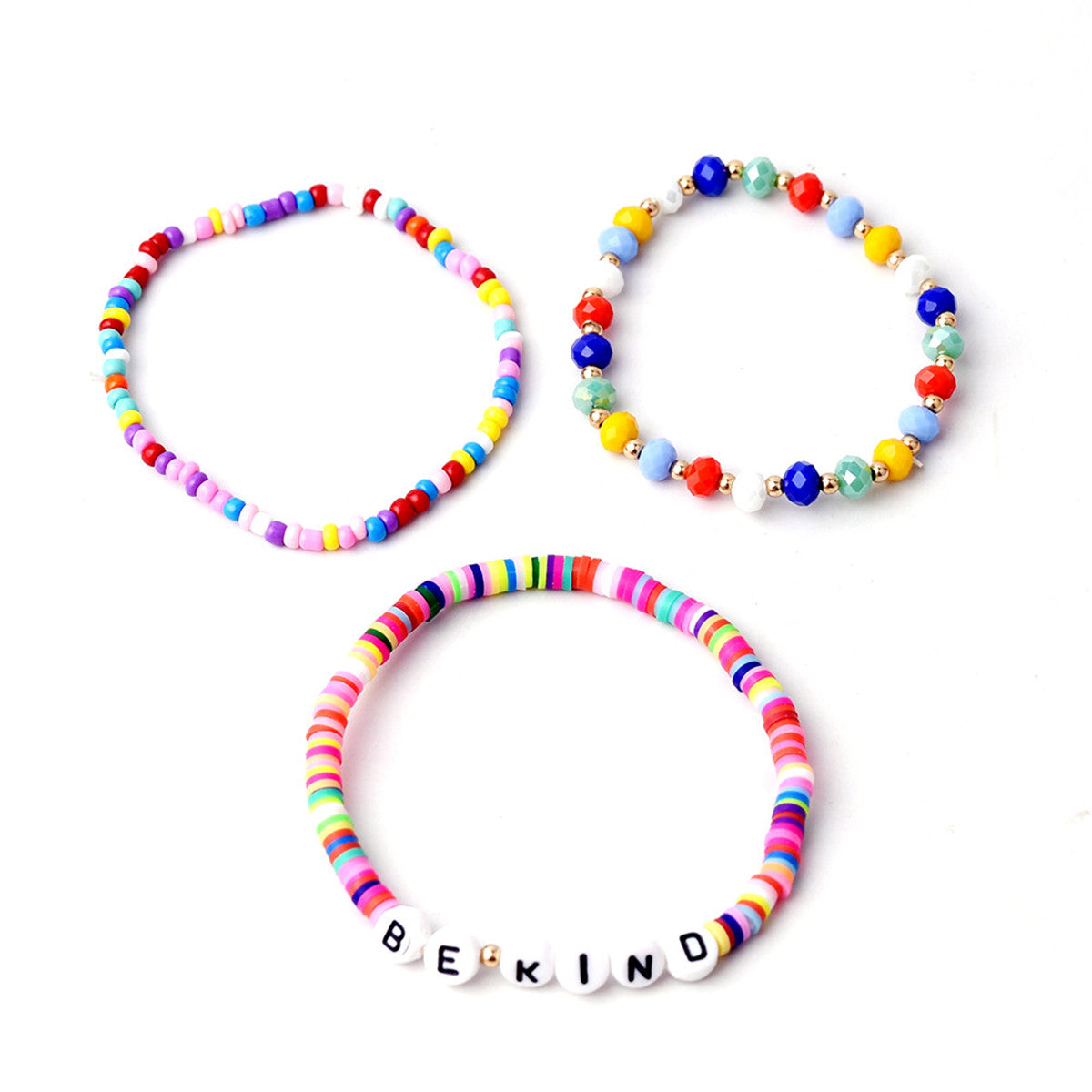 Multicolor Howlite and 18K Gold-Plated 'Be Kind' Beaded Bracelet Set, jewelry gift sets for women, lifestyle look