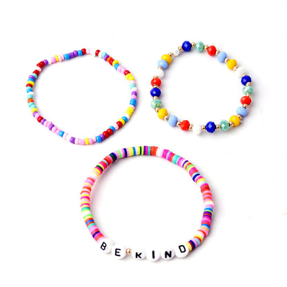 Multicolor Howlite and 18K Gold-Plated 'Be Kind' Beaded Bracelet Set, jewelry gift sets for women, lifestyle look