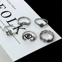 Cubic Zirconia & Silver-Plated Leaf Ring Set
