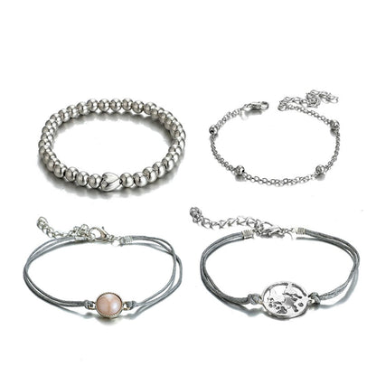 Silver-Plated Globe Charm Bracelet Set, jewelry gift sets for women, botanical inspired, styled look
