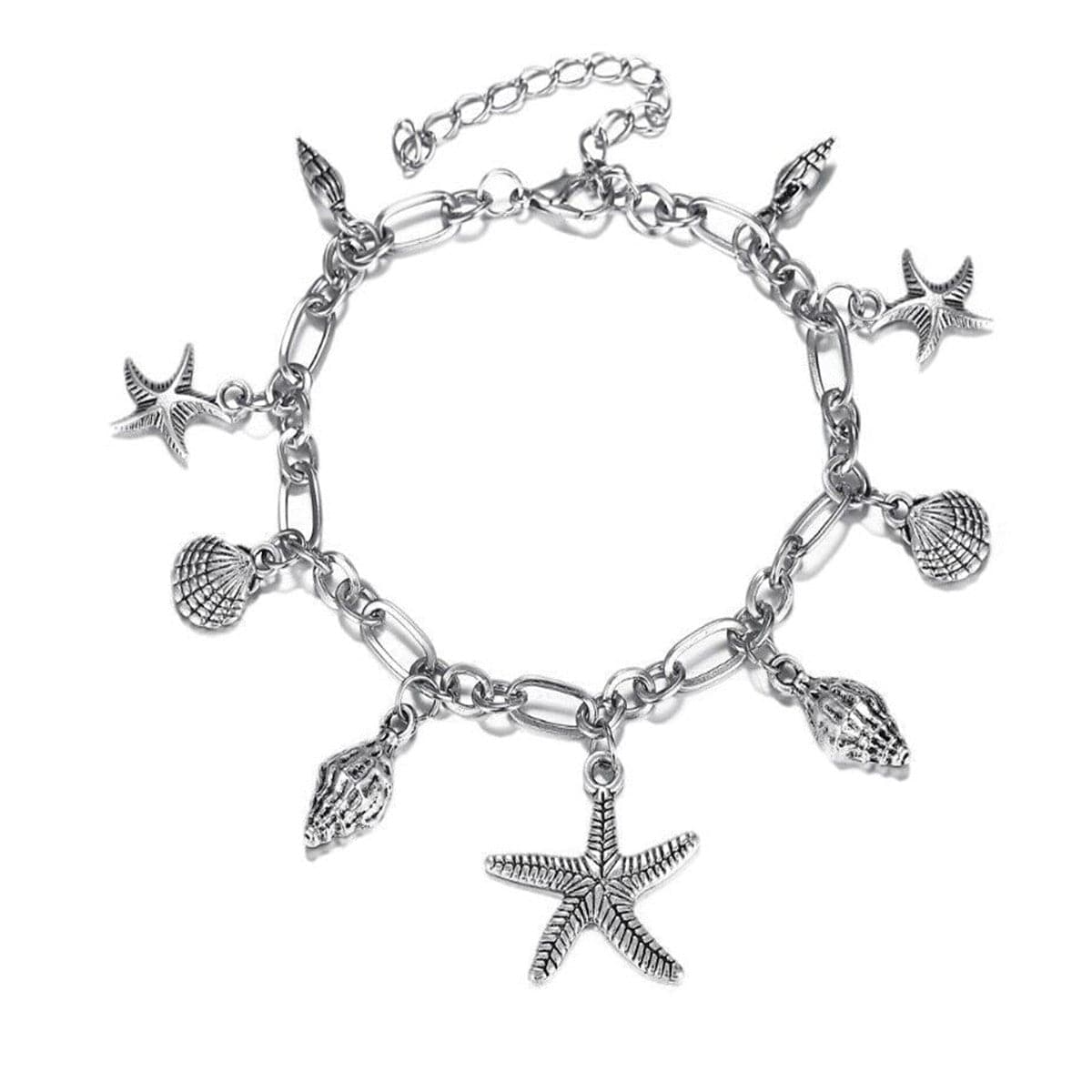 Silver-Plated Starfish Charm Anklet