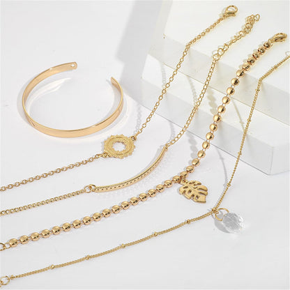 Crystal & 18K Gold-Plated Station Bracelet & Cuff Set