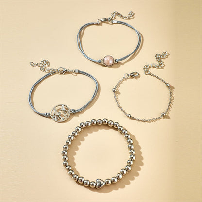 Silver-Plated Globe Charm Bracelet Set, jewelry gift sets for women, botanical inspired, side view