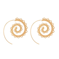 18K Gold-Plated Openwork Petal Spiral Drop Earrings