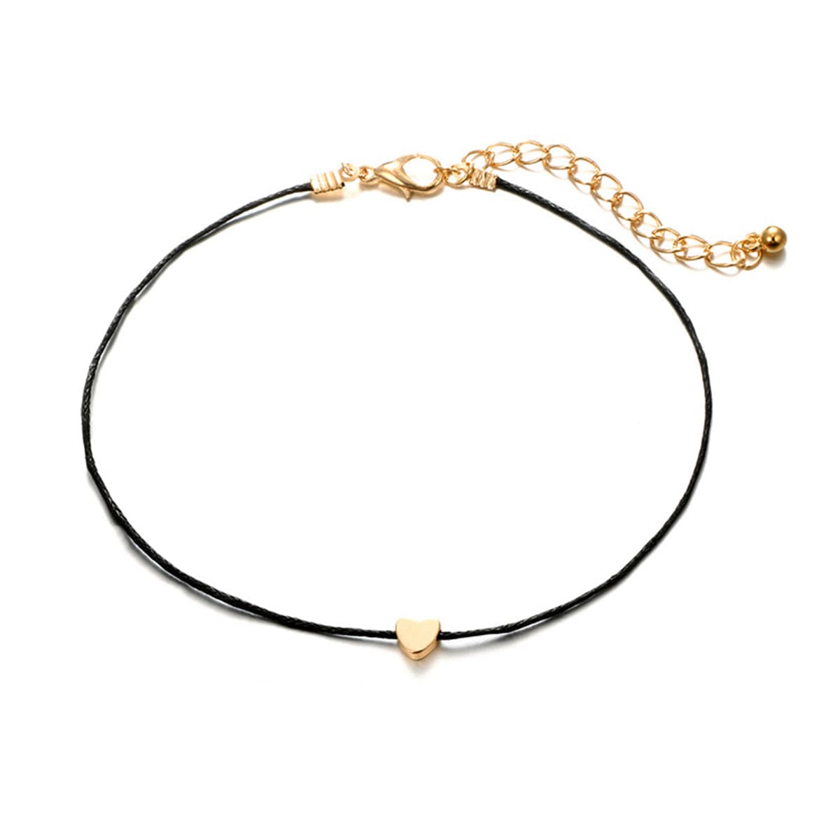 Black Cubic Zirconia & 18K Gold-Plated Bead Heart Bracelet Set