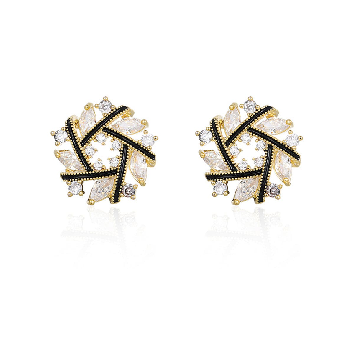 Crystal and Cubic Zirconia Snowflake Stud Earrings, stud earrings for women, botanical inspired, side view
