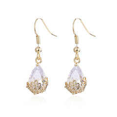 Crystal & 18K Gold-Plated Floral Drop Earrings