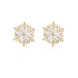 Crystal & 18k Gold-Plated Snowflake Stud Earrings