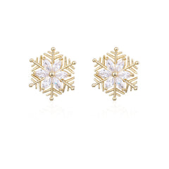 Crystal & 18K Gold-Plated Snowflake Stud Earrings