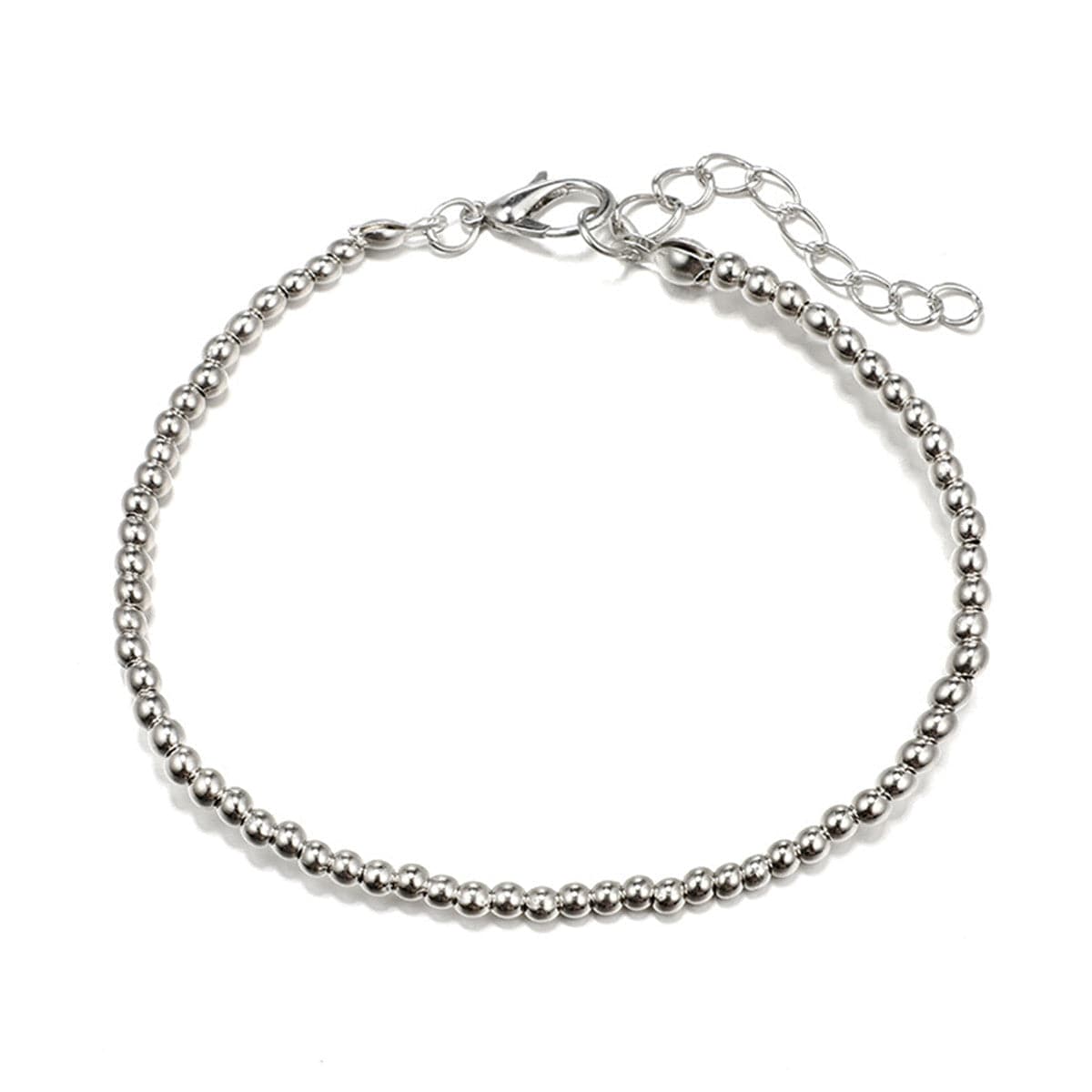 Silver-Plated Bead Shell Map Charm Bracelet Set