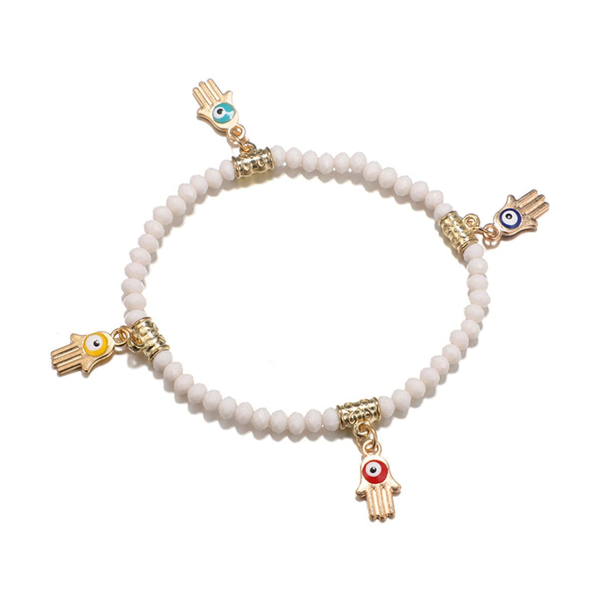 Turquoise & 18K Gold-Plated Hamsa Heart Bracelet Set