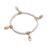 Turquoise & 18K Gold-Plated Hamsa Heart Bracelet Set