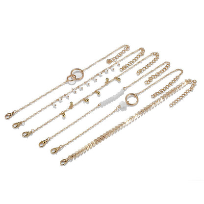 18K Gold-Plated Leaf Bracelet Set, jewelry gift sets for women, everyday style, detail close-up