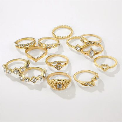 Cubic Zirconia and 18K Gold-Plated Open Alternating Heart Ring Set, jewelry gift sets for women, styled look