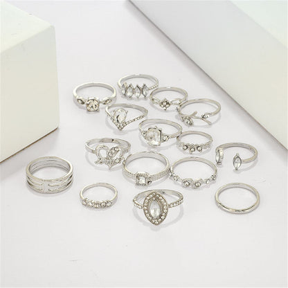 Cubic Zirconia and Silver-Plated Heart Ring Set, jewelry gift sets for women, elegant gift for her, styled look