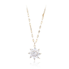 Crystal & 18K Gold-Plated Flower Pendant Necklace