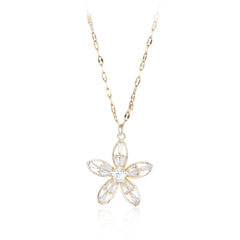 Cubic Zirconia & 18K Gold-Plated Flower Pendant Necklace