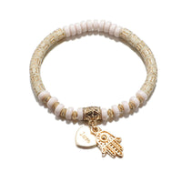 Turquoise & 18K Gold-Plated Hamsa Heart Bracelet Set