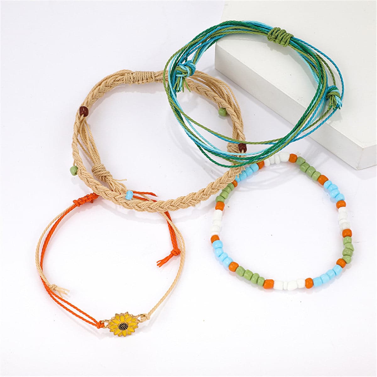 Howlite & Yellow Enamel Mum Beaded Bracelet Set