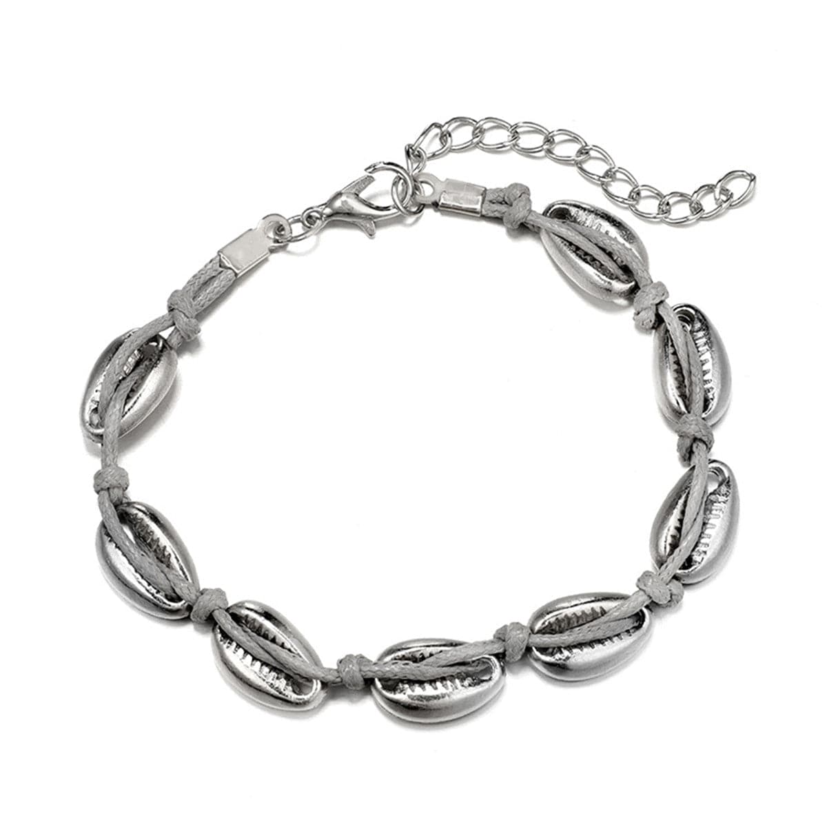 Silver-Plated Bead Shell Map Charm Bracelet Set