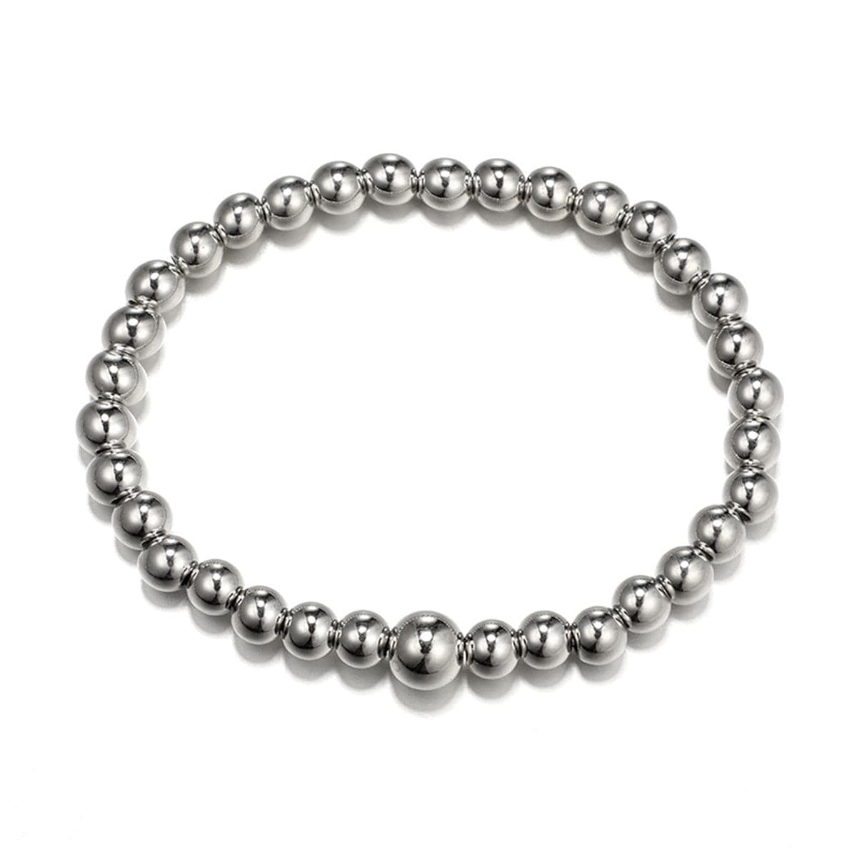 Silver-Plated Bead Shell Map Charm Bracelet Set