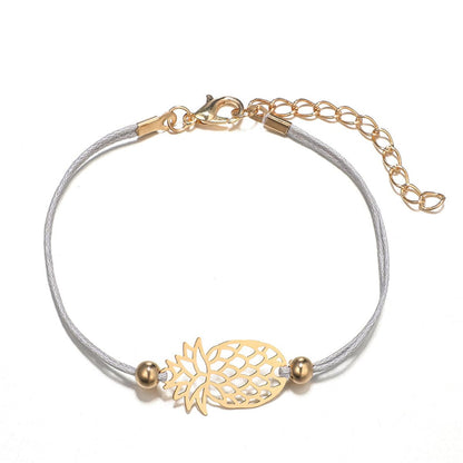 Gray Turquoise & 18K Gold-Plated Pineapple Bracelet Set