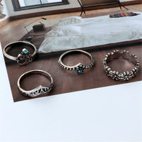 Cubic Zirconia & Silver-Plated Leaf Ring Set