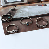 Cubic Zirconia & Silver-Plated Leaf Ring Set