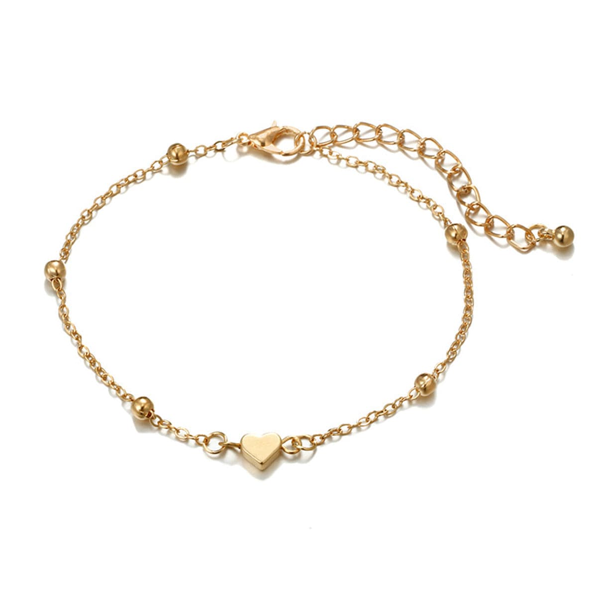 Black Cubic Zirconia & 18K Gold-Plated Bead Heart Bracelet Set