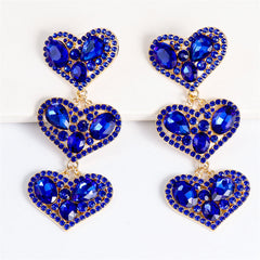 Blue Crystal & Cubic Zirconia 18K Gold-Plated Heart Drop Earrings