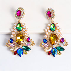 Colored Crystal & Cubic Zirconia Pearl 18K Gold-Plated Botany Drop Earrings