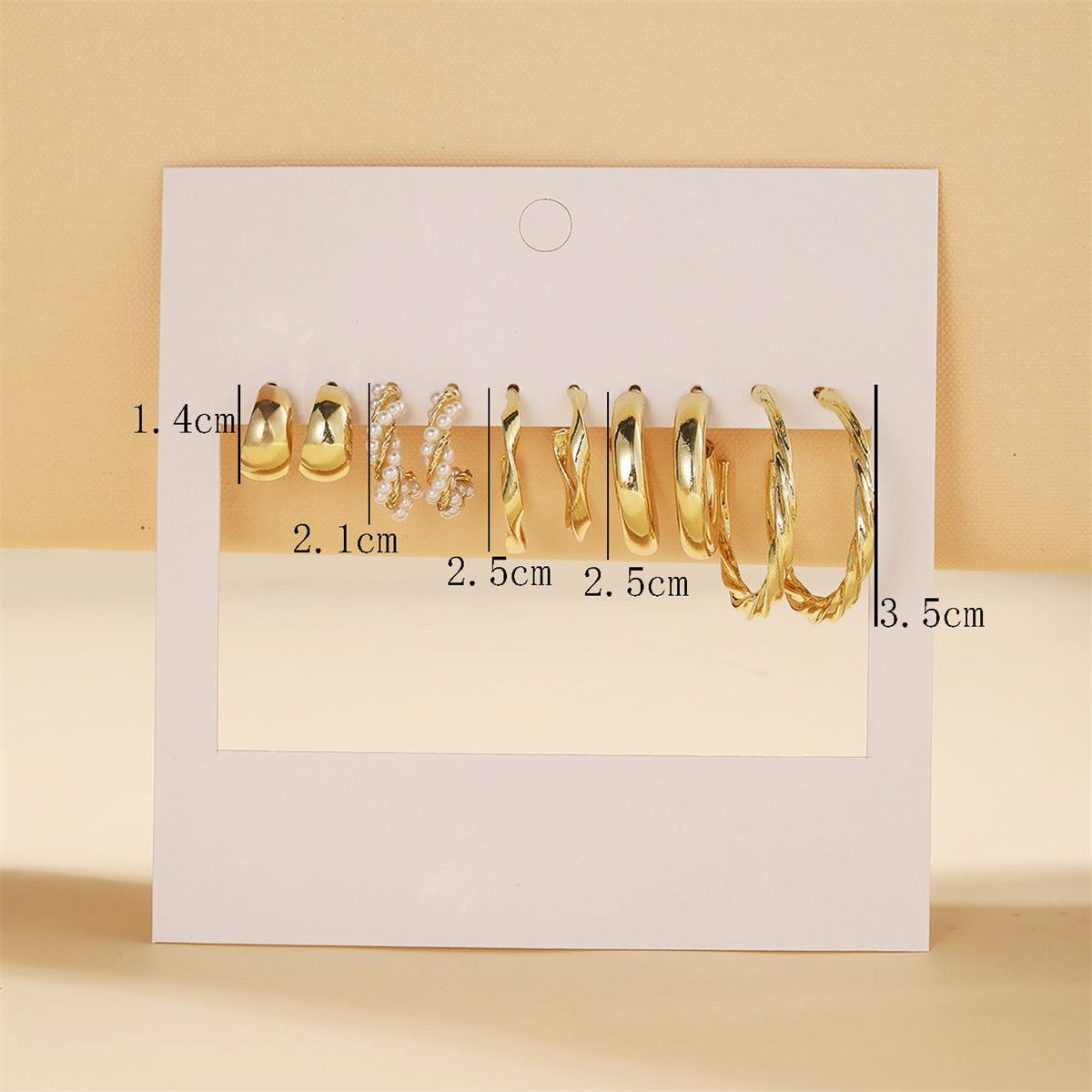 Pearl and 18K Gold-Plated Twisted Hoop Earrings Set, jewelry gift sets for women, everyday style, detail close-up