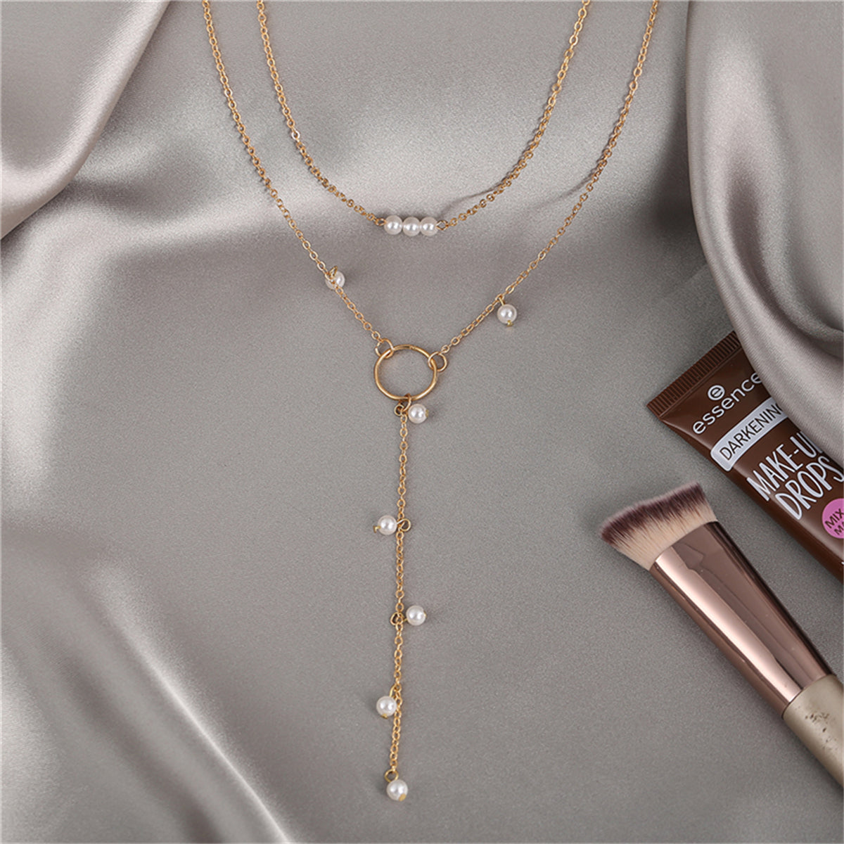 Pearl & 18K Gold-Plated Lariat Necklace