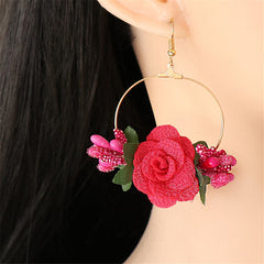 Red Lace & 18K Gold-Plated Rose Drop Earrings