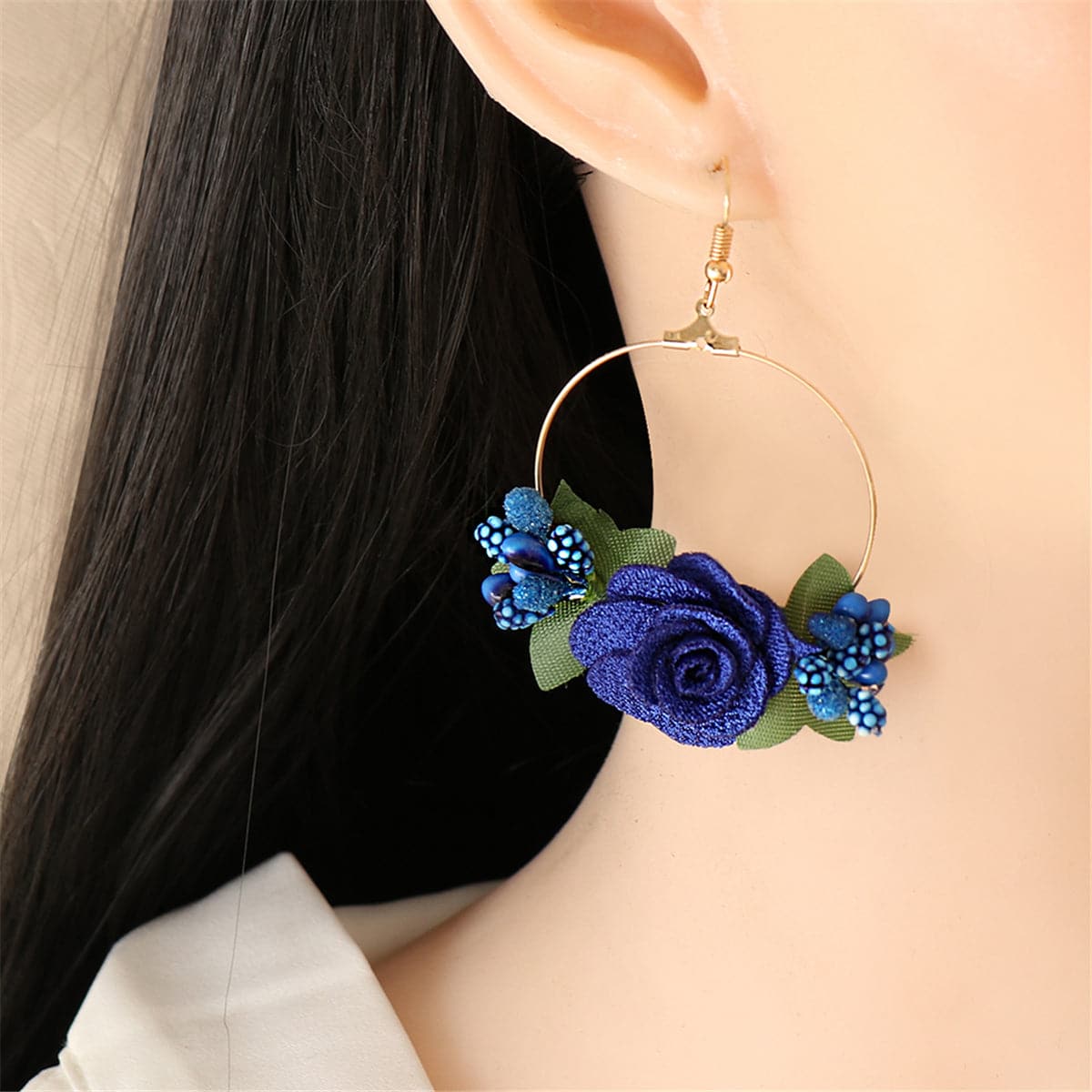 Blue Lace & 18K Gold-Plated Resin Flower Drop Earrings