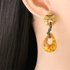 Yellow Resin Abstract Drop Earrings