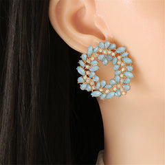 Light Blue Crystal & Cubic Zirconia 18K Gold Plated Botany Stud Earring