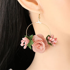 Pink Lace & Resin 18K Gold-Plated Rose Drop Earrings