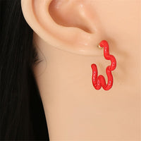 Red Enamel & 18k Gold-Plated Open Flower Stud Earrings