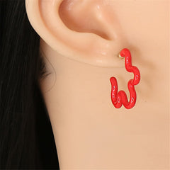 Red Enamel & 18K Gold-Plated Open Flower Stud Earrings