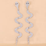 Cubic Zirconia & Silvertone Snake Drop Earrings