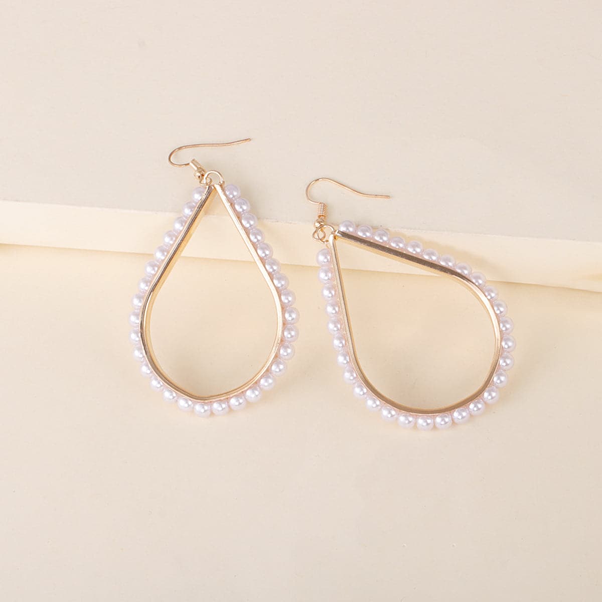 Pearl & 18K Gold-Plated Teardrop Earrings