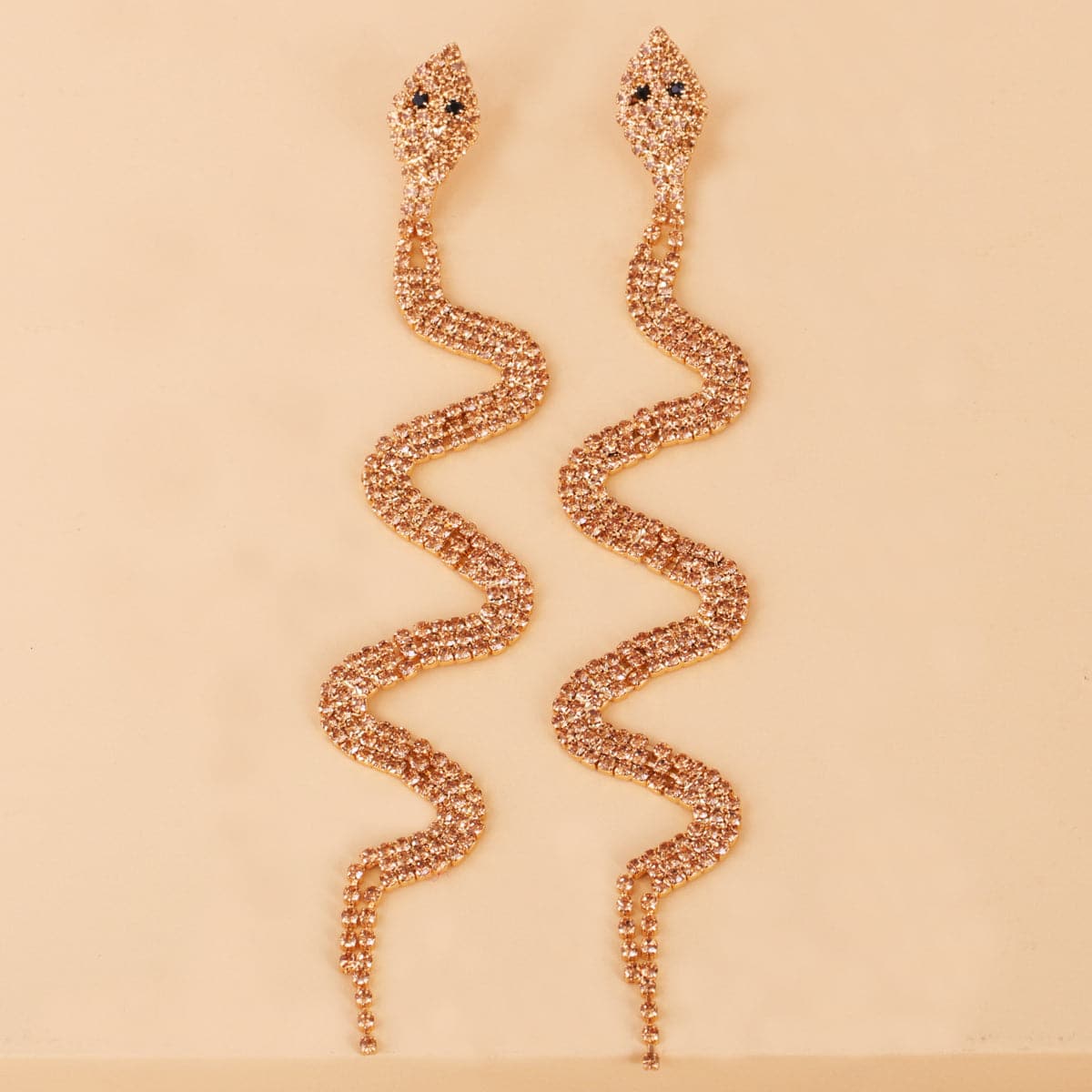 Champagne Cubic Zirconia & 18K Gold-Plated Snake Drop Earrings