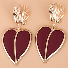 Red Enamel & 18K Gold-Plated Heart Drop Earrings