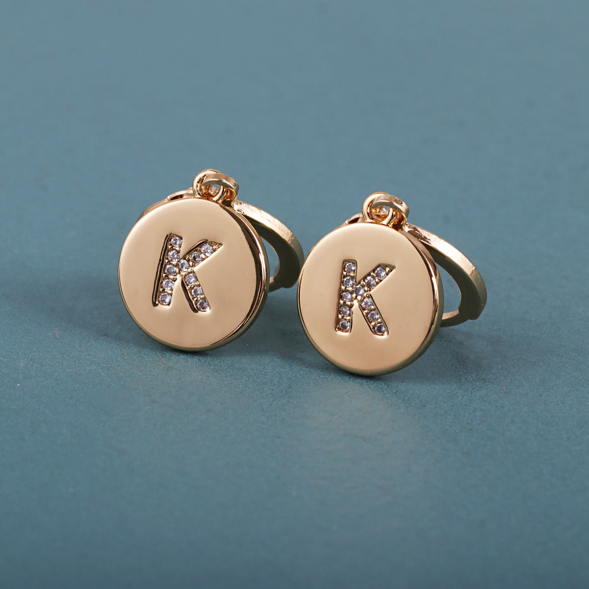Cubic Zirconia & 18K Gold-Plated Letter K Cut Drop Earrings