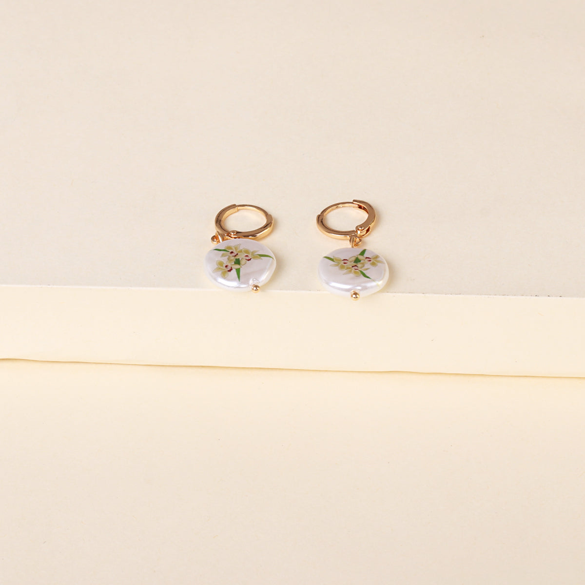 Orchid Floral Pearl & 18K Gold-Plated Drop Earrings