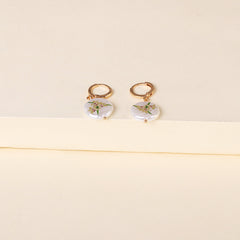 Orchid Floral Pearl & 18K Gold-Plated Drop Earrings