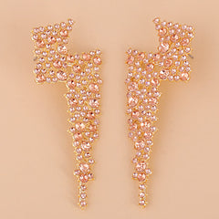 Pink Cubic Zirconia & 18K Gold-Plated Lightning Stud Earrings